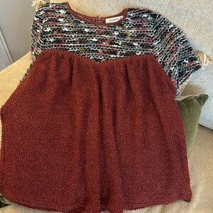 Bluheaven Anthropologie Tunic Top. Women’s Sz S Textured Rust Baby Doll